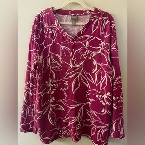 Chico's Magenta Floral Buttoned Top
